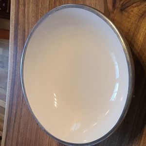 Arte Italica White Bowl with Pewter. Broken handles